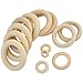 Yolyoo 60pcs Natural Wood Rings for DIY Craft, Ring Pendant and Connectors Jewelry Making, 6 Size