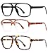 JM 3 Pack Oversized Aviator Reading Glasses for Women Men, Retro Square Blue Light Computer Readers +2.0