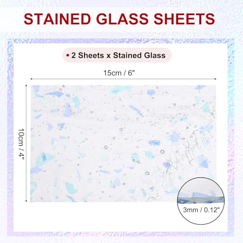Feuilles de verre teinté 4x6" bleu glace pour mosaïque - 3