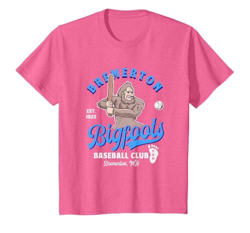 Funny Bigfoot Baseball Retro Minor League Baseball Team T-Shirt, Youth, Pink Heather, 3T