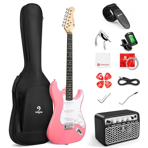 Vangoa 39 Inch Full Size Electric Guitar Beginner Kit Solid Body SSS Pickups with Amp, Bag, Tremolo...