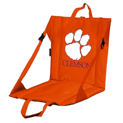 Logo Brands NCAA Clemson Tigers Unisex Portable Foldable Stadium Seat with Back Support – 16" x 14.5" Seating Area, One Size, Team Color, Ideal for Outdoor and Sporting Events