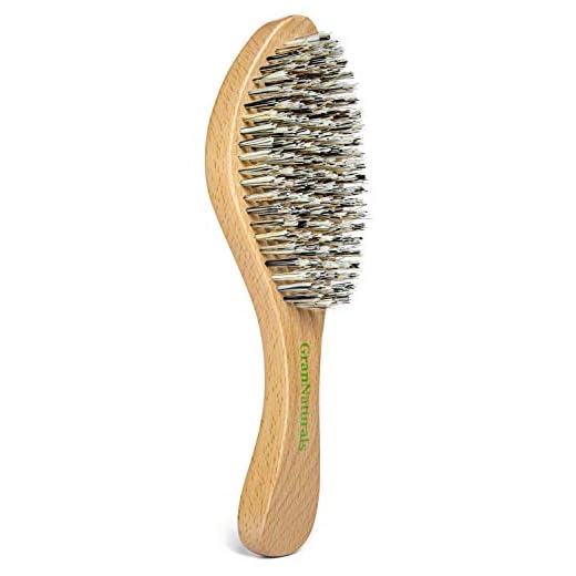 GranNaturals Extra Hard Wave Brush - Curved Boar & Extra Hard Nylon Bristle Hair Brush for 360 Waves