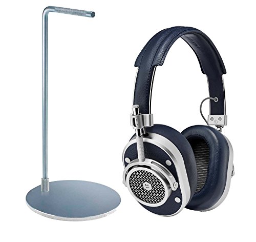 Master & Dynamics MH40 Navy/Silver Headphones Bundle w/MP1000 Silver Stand