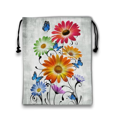 Image of Colorful Floral Gym Grip Bag Lightweight Drawstring Gymnastics Small Grip Bag for Women Fitness