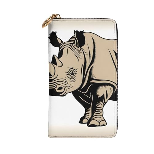 Animal Rhino Prints Leather Long Clutch Wallet for Fashionable Girls and Women - Durable, Stylish, and Functional, Black, One Size2