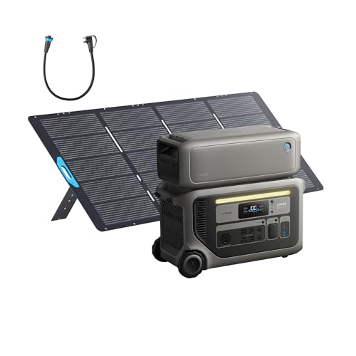 Image of Anker SOLIX F3000 Portable Power Station and Expansion Battery with 400W Solar Panel，3,072Wh, 6,000W Recharging, Solar Generators for Home Use, For Power Outages, Camping, RVs, Emergencies