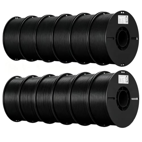 Image of Creality 12 Pack PLA 1.75mm Filament Bundle for 3D Printing with No-Tangling Strong Bonding and Overhang Performance, Accuracy + /- 0.02mm, Black