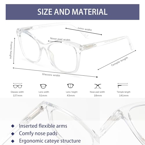 Image of OUWEN Retro Cat Eye Blue Light Blocking Glasses for Men Women, Anti EyeStrain & UV Glare Computer Gaming Eyeglasses OW2242