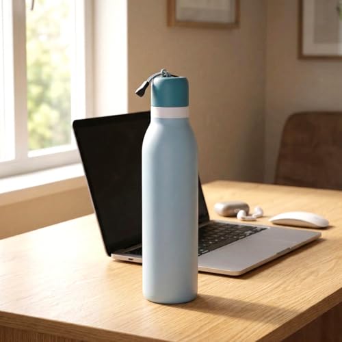 Image of HomeEssentials 700ml Stainless Steel Water Bottle: 3-Layer Insulated Hot & Cold Flask - Leakproof Design - Premium Sports Bottle for School, Office & Home - Sleek Durable Hydration (Blue)