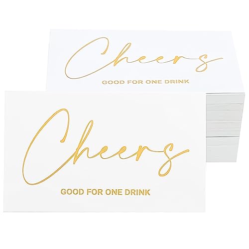 RXBC2011 Cheers Card Drink Token Beverage Coupon Cards for Party Wedding Halloween 2x3.5 Inch Pack of 100 white