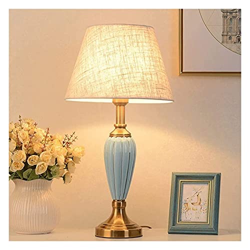 Lampe de bureau lampe de table de chevet céramique abat-jour tissu lin luminaire chambre E27