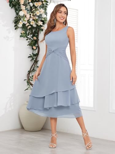 BOLENSYE Women's 2 Pieces Mother of The Bride Dresses for Wedding with Jacket Tea Length Formal Evening Party Gown3