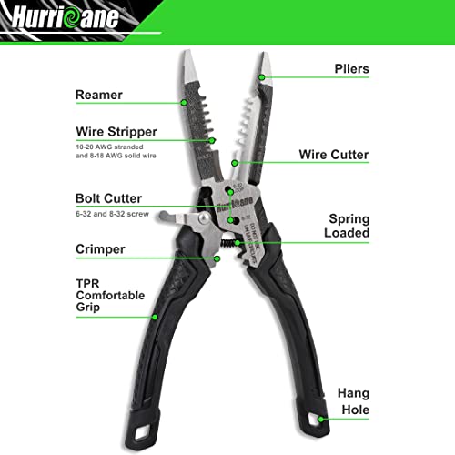 image for HURRICANE 6-in-1 Wire Stripper, Crimping Tool, Wire Cutter Stripping T