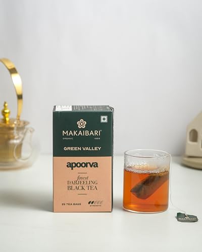 Image of Makaibari Green Valley Apoorva Finest Darjeeling Black 25 Tea Bags | Premium Darjeeling Single Estate | Muscatel Fruity Top Notes | 25 Cups