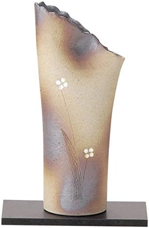 Shigaraki Japanese Ceramic Ware. Ikebana Flower vase. Tsutsushibori. 1-2519