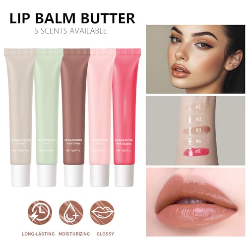 FeiCuiYun Summer Lip Butter Lip Balm, Ultra-Hydrating Natural Vegan Lip Balm, Sheer-Tinted Shine & Hydration, Soothes & Softens Dry Lips Skincare, Bálsamo labial hidratante #3 Iced Coffee