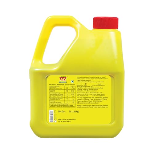 Image of Tez Mustard Oil for Cooking 2L | PT3 Kachchi Ghani Sarson Ka Tel | 100% Pure & Natural Oil | Promotes Gut Health with Antibacterial & Antifungal Benefits | Supports Good Health