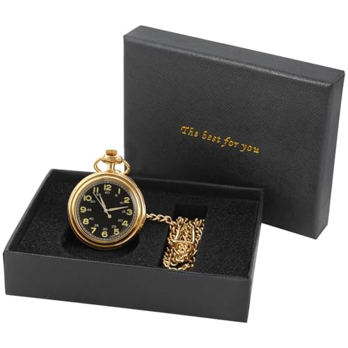 Image of Uncovered Men's Mechanical Pocket Watch with Chain, Uncovered Roman Design Dial Chain Mechanical Pocket Watches for Men
