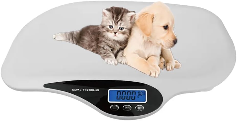 Small Digital Shipping Scale, Digital Livestock Platform Scale with Tare/Hold Function, Measuring Range 100g-20kg/3.5oz-705oz, for Pup/Cat/Hedgehog/Ferret/Hamster/Tortoise/,