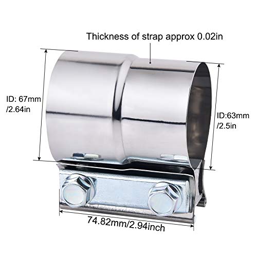 ZFBB2.5″ Lap Joint Band Clamp Exhaust Clamps Pipe Repair Parts