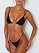 Women's Sexy Micro Thong Bikini Bottom Padded Top Triangle Bikini Bathing Suit Black S