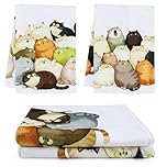SEANSELO Kitchen Towels Set of 2 - Dish Towels 16 x 24Inch Microfiber Tea Towel for Home Decorative Farmhouse Soft Reusable & Absorbent Aesthetic Vintage Design (2 PCS - Cat)