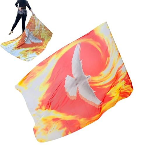 Renchey Bandiere da Danza,Bandiera per Preghiera con Asta Flessibile | Bandiera Quadrata Per Eventi Cristiani Ragazze Principianti Riunioni Preghiera Concerti Esterni