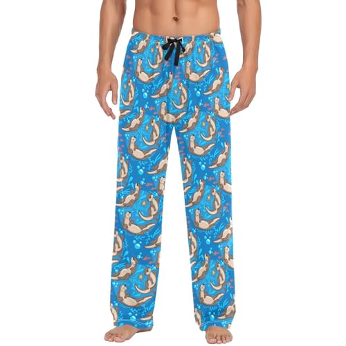 Men's Cotton Pajama Pants Soft Comfy Sleep & Lounge Pants Pjs Bottoms with Pockets