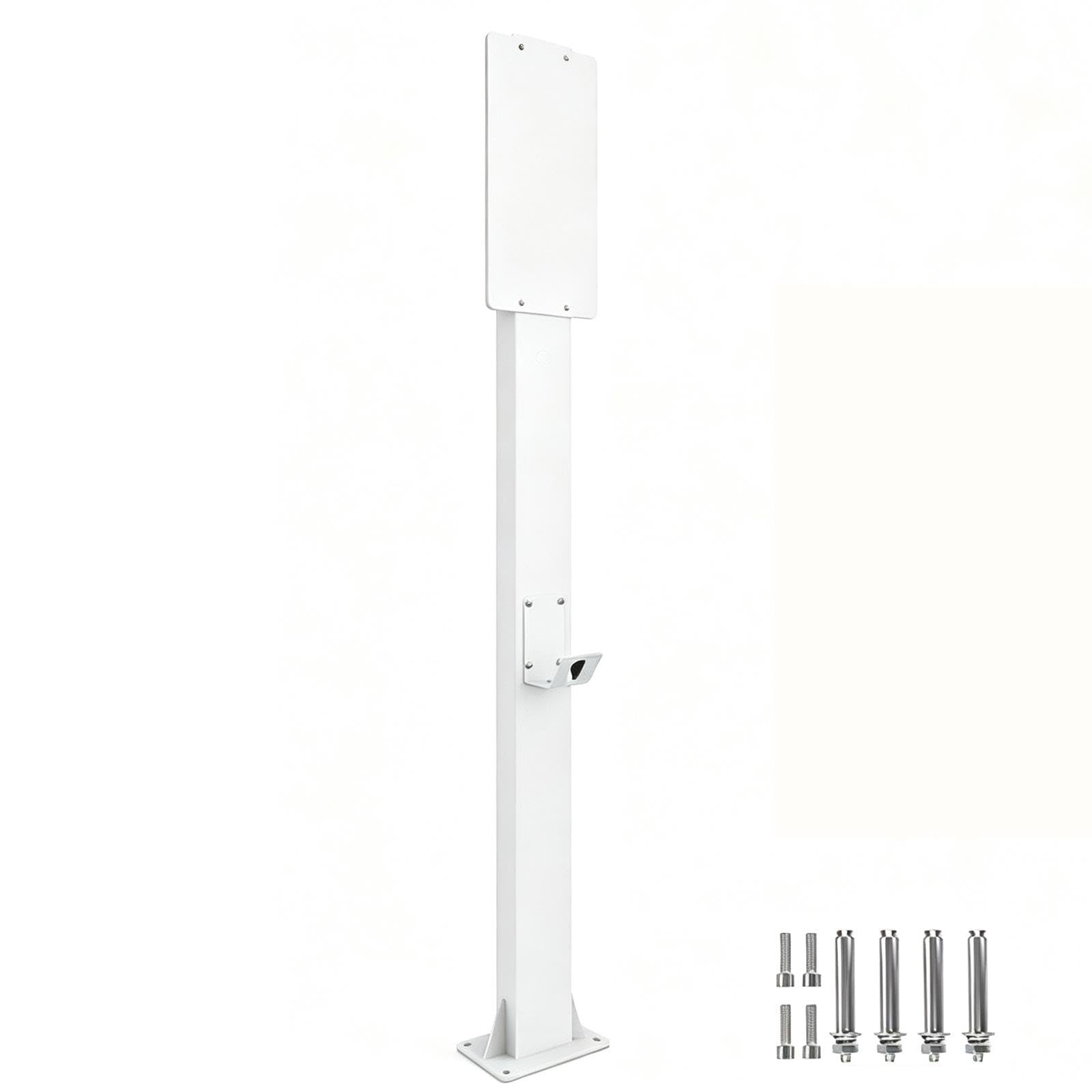 Supporto per Caricabatterie per Veicoli elettrici, Stazione di Ricarica per Veicoli elettrici, Supporto da Pavimento per Esterni in Acciaio zincato con Gancio per Cavi White 170cm
