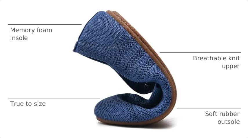 Image of poemlady Women's Ballet Flat Shoes Dress Shoes Knit Round Toe Slip On Ballerina Walking Flats Shoes for Woman Low Wedge Casual