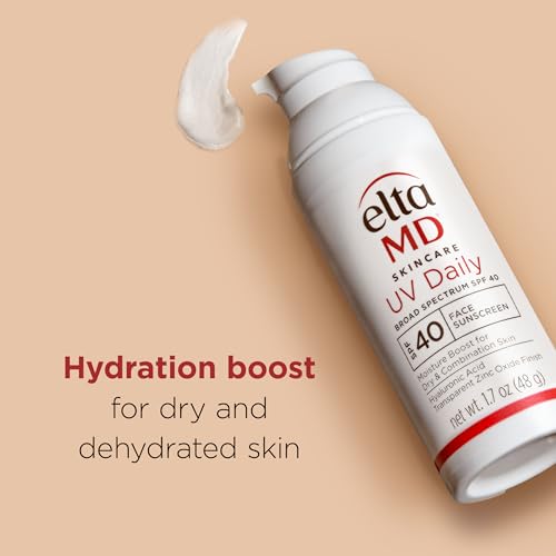 EltaMD UV Daily SPF 40 Face Sunscreen Moisturizer with Zinc Oxide, Daily Face Moisturizer with SPF, Sunscreen, For Dry Skin 1.7 oz Pump (Pack of 2)