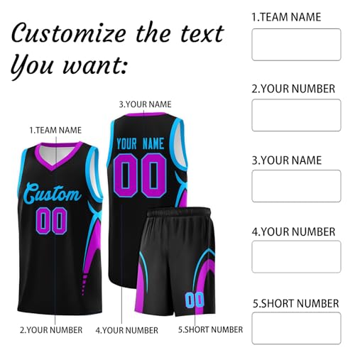 WEOPLKIN Personalizar Equipación Baloncesto de Niño y Adultos 2025/2026, Camiseta de Baloncesto Personalizada, Nombre y Número de Equipo Impreso Morado