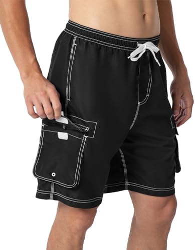 JHMORP Men’s Swim Trunks Quick Dry Bathing Suit Swimwear Hawaiian Beach Board Shorts Mesh Lining