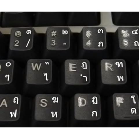 Online-Welcome Thai Keyboard Stickers Transparent White Lettering for LAPTOPS PC Any Computer Cover