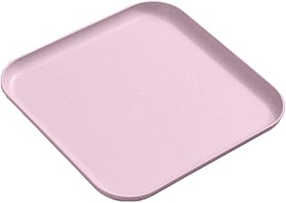 Wheat Straw Snack Serving Tray Appetizer Serving Tray Fast Food Trays Lunch Dinner Tray, Cafeteria Trays Wheat Straw Plates Dessert Plates Fruit Dish for Cupcake Salad Steak (Pink, Pack of 1)