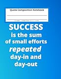 aqua and coral outdoor pillows  Success Is The Sum Of Small Efforts Repeated Day In And Day Out. Aqua Marine Inspirational Quote Composition Notebook.: Blank Wide Ruled Lined Journal ... Boys, Kids, College Students, Home And Work.