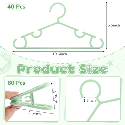 Hsei Lot de 120 cintres pour bébé avec Clips pour Pantalons, placards, Jupes, Chaussettes (Vert Menthe) – vue 2