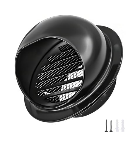 3 Vent Round Cover, Stainless Steel Wall Round Vent Hole Ventilating Cover, Air Ventilation and Exhaust Wall Vent Outlet Hood, HVAC Ducting Vent Cover (Black 1pcs 3inch)