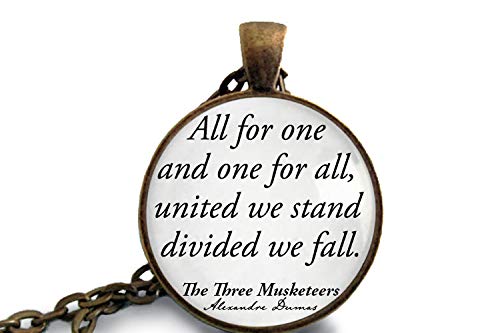 Amazon Com Book Necklace Friends Necklace Gifts For Friends Long Distance All For One And One For All Inspirational Necklace The Three Musketeers Handmade Products