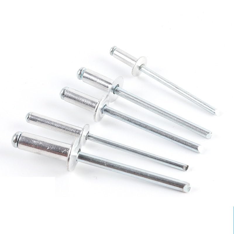 50-Pack Aluminum Pop Rivets – Big Flange, Dome Head, 4mm X 13mm, Steel Mandrel, Assorted Blind Rivets For Auto, Roofing & Furniture
