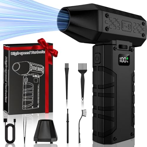 Electric Compressed Air Duster 100 Gear Adjustable 130000RPM Powerful Air Duster for Cleaning with LED Light, Rechargeable Cordless Air (Black)