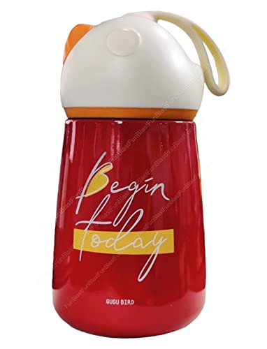 Image of FunBlast Stainless Steel Hot and Cold Water Bottle - Leak Proof Sipper Bottle, Stainless Steel Thermos for Girls, Cute Water Bottle Cup, Insulated Vacuum Cup Flask for Kids - 320 ML (4057-Red)