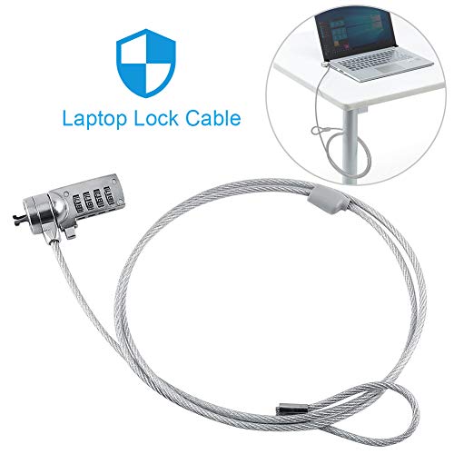 Oumij Lucchetto Antifurto,Cavo di Sicurezza PC Blocco di Sicurezza Combinato Password a 4 Cifre Lunghezza: 1.1M Lucchetto per Laptop,Notebook,Computer Portatile