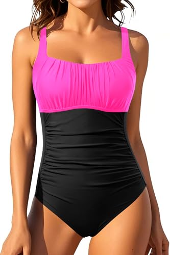Image of Aqua Eve One Piece Bathing Suit for Women Tummy Control Swimsuit Slimming Vintage Swimwear