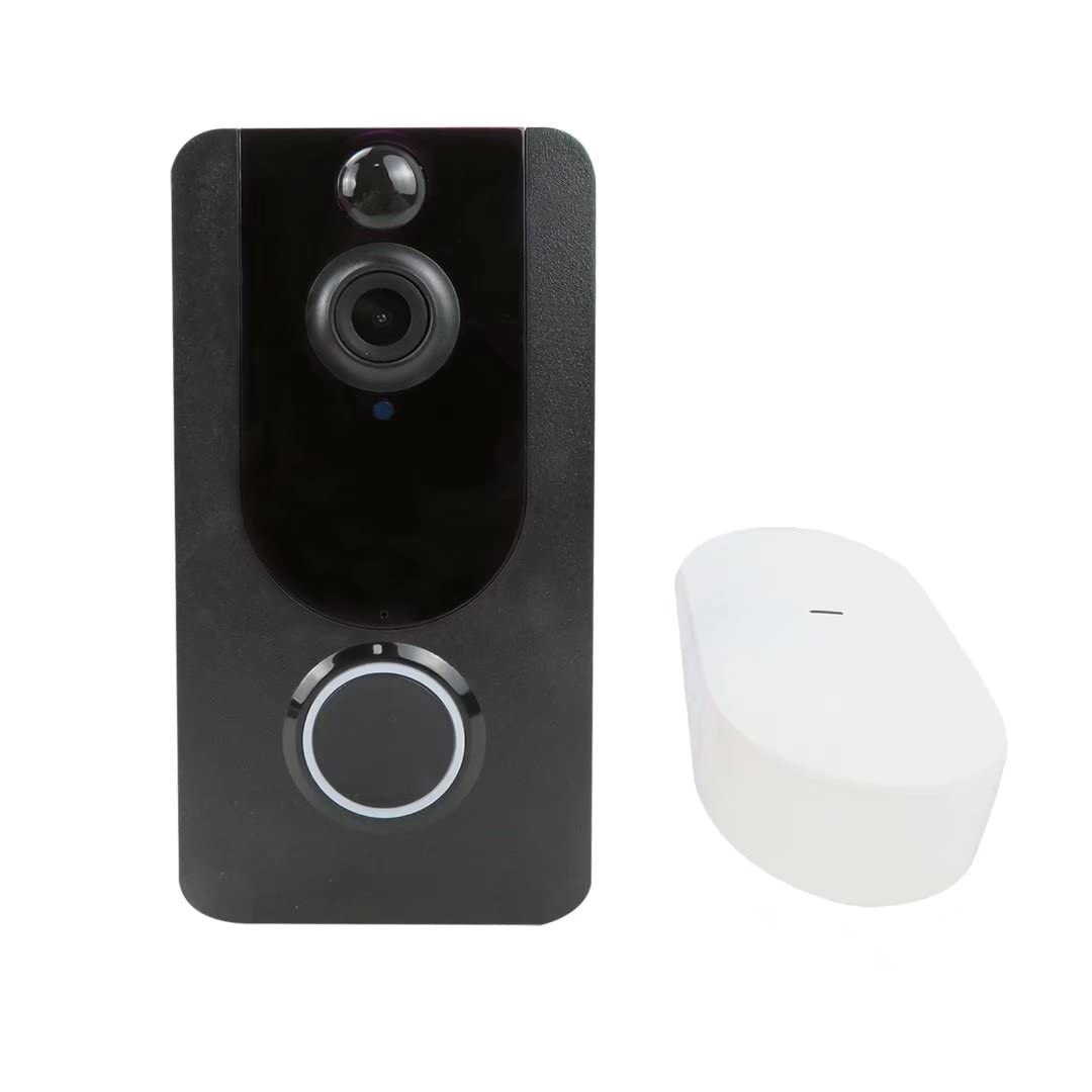 Gxcdizx Wireless Video Doorbell Camera with Wireless Chime, Door Bell Ringer Wireless with Camera, 1080P HD, Night Vision, 2-Way Audio, IP65, Rechargeable Battery, for iOS & Android