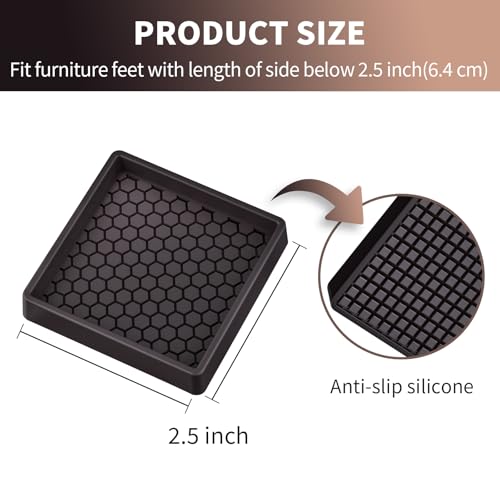 Image of Ezprotekt Non Slip Furniture Pads, 4 Pcs 2.5 inch Rubber Caster Cups, Anti Skid Furniture Coasters for Hardwood Floors, No Slide Furniture Gripper, Floor Protector for Bed Couch Furniture Stoppers (Brown)