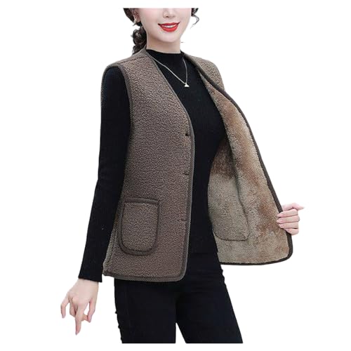 Chaqueta de chaleco para mujer exterior en lana suave para otoño invierno