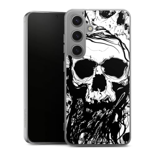 Coque Samsung S25 silicone souple avec motif tête de mort Halloween