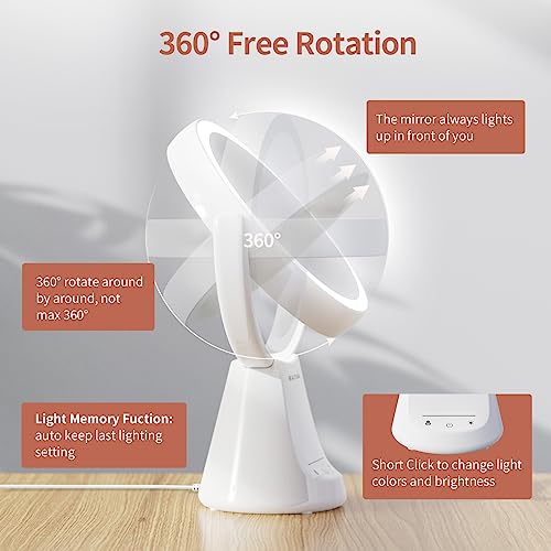 image for BEAUTURAL Lighted Makeup Vanity Mirror with 3 Colors, 6.5